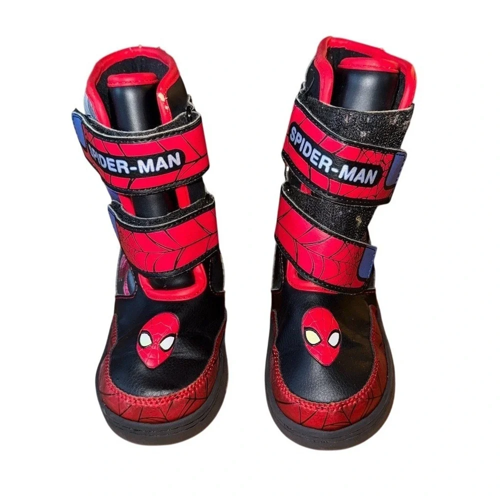Marvel Spider-Man Boys Light-Up Winter Snow Boots Multicolor Hook & Loop size 10